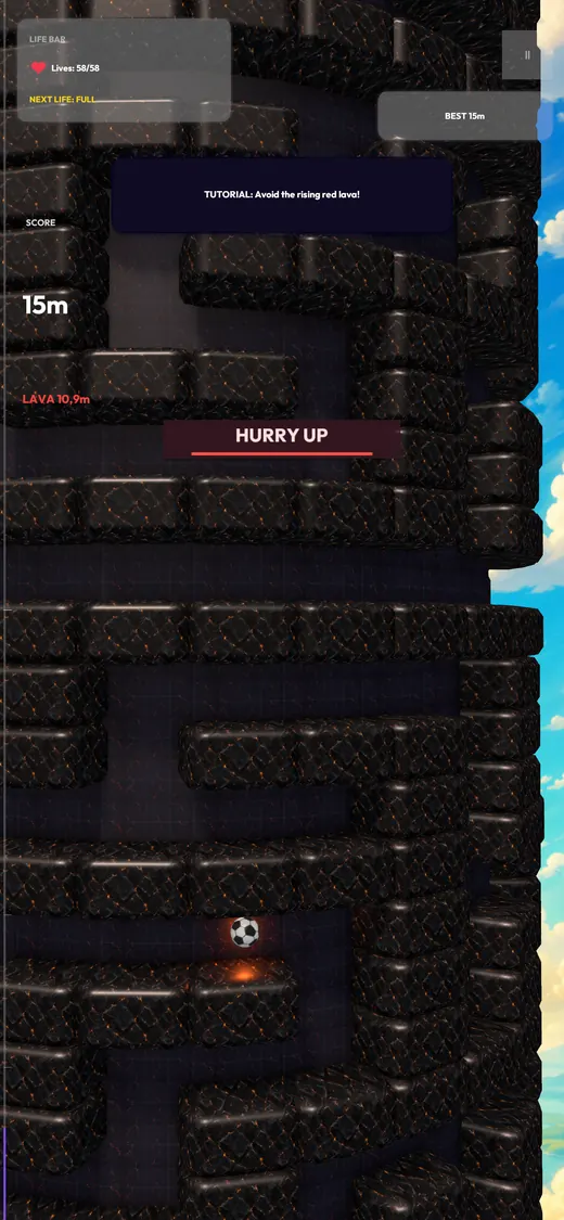 Tower Maze gameplay screenshot with lava rising
